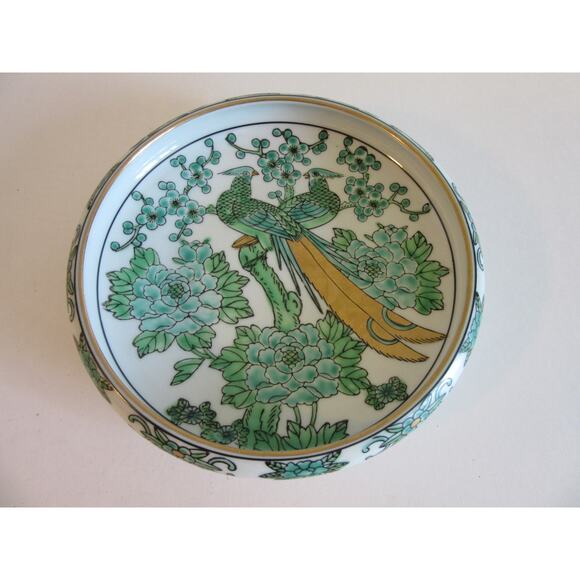 Gold Imari Hand painted Peacock Motif Porcelain Floral Pattern Small Dish - Picture 13 of 13